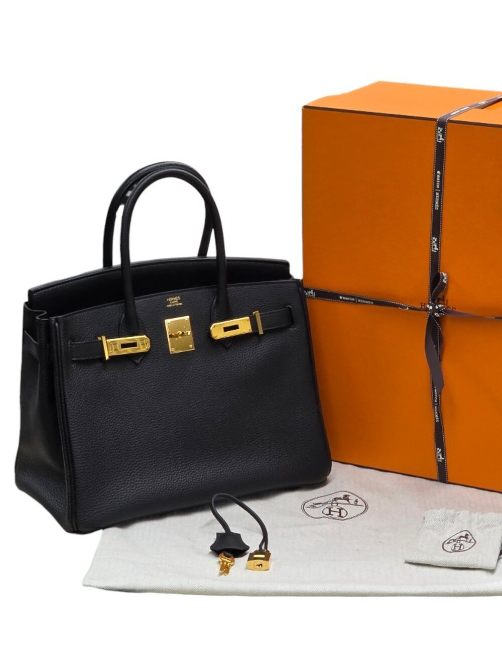 Hermes 2015 Birkin 30 Togo Black Calfskin Leather Gold Hardware Top Handle Bag